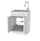 24 in. W x 21 in. D x 51 in. H Drop-In Stainless Steel Laundry Sink with Faucet and Cabinet in White