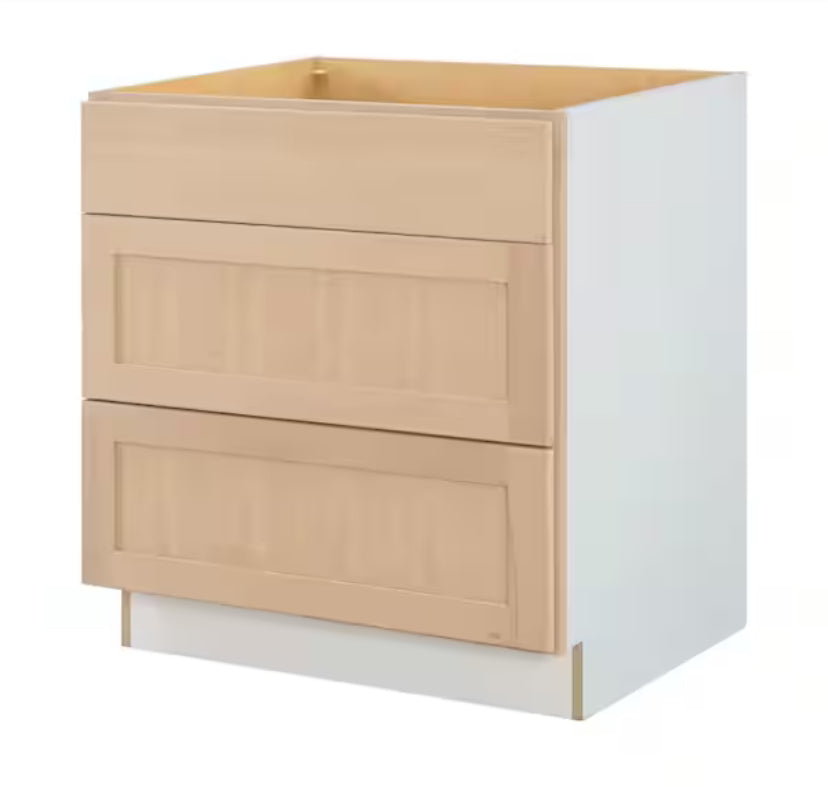30 in. W x 24 in. D x 34.5 in. H Ready to Assemble Drawer Base Kitchen Cabinet in Unfinished with CLICKREADY Technology
