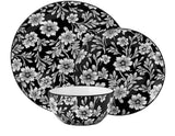 Midnight Blooms 12 Piece Floral Porcelain Dinnerware Set, Service for 4