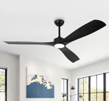 60 in. Black Downrod Mount Standard Ceiling Fan with Dimmable Integrated LED Light and Remote Control