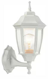 14.37 in. White Dusk to Dawn Decorative Outdoor Wall Light Lantern Sconce