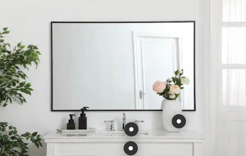 Black 30 in. W x 48 in. H Rectangle Vanity Mirror