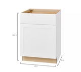 Avondale Shaker Alpine White Quick Assemble Plywood 24 in Base Kitchen Cabinet (24 in W x 24 in D x 34.5 in H)
