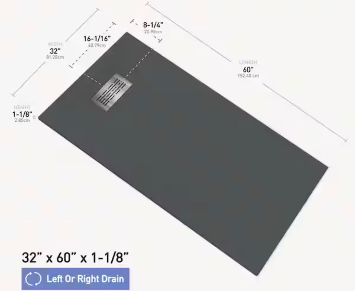 Subway 32 in. x 60 in. x 84 in. Solid Composite Stone Alcove Shower Kit with Walls
