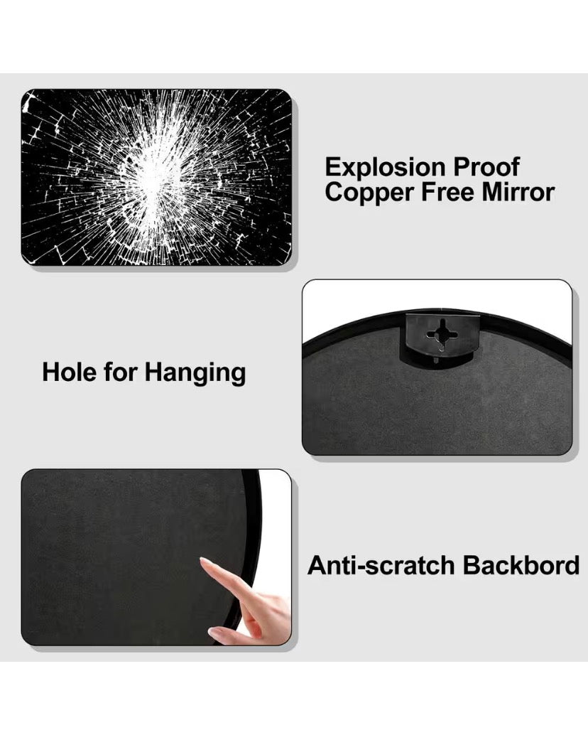 24 in. W x 24 in. H Black Vanity Round Wall Mirror Aluminium Alloy Frame Bathroom Mirror (2-Pieces)