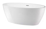 Amiens 55 in. x 31.9 in. Acrylic Flatbottom Freestanding Soaking Bathtub with Center Drain in White/Classic Chrome