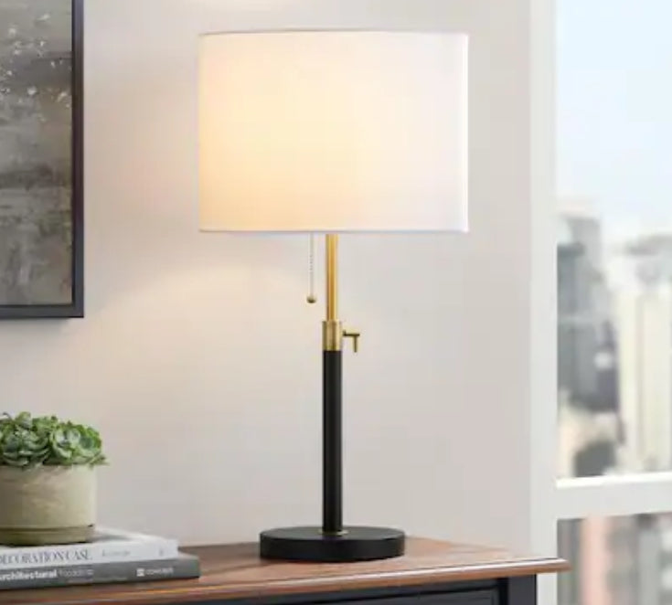 Alderston 26 in. Matte Black and Antique Brass Adjustable Table Lamp