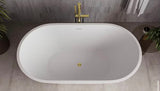 54 in. x 30 in. Acrylic Freestanding Soaking Bathtub in Glossy White with Polished Brass Drain