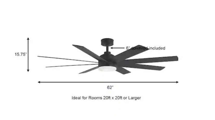 Celene 62 in. LED Indoor/Outdoor Matte Black Ceiling Fan with Light and Remote Control with Color Changing Technology