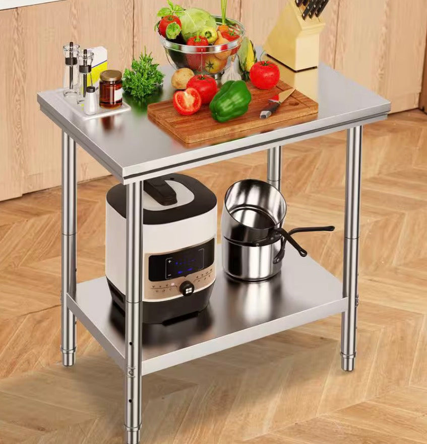Stainless Steel Prep Table, 35 x 24 x 31 in., 700 lbs. Capacity, Heavy Duty 3-Level Adjustable Kitchen Prep Table