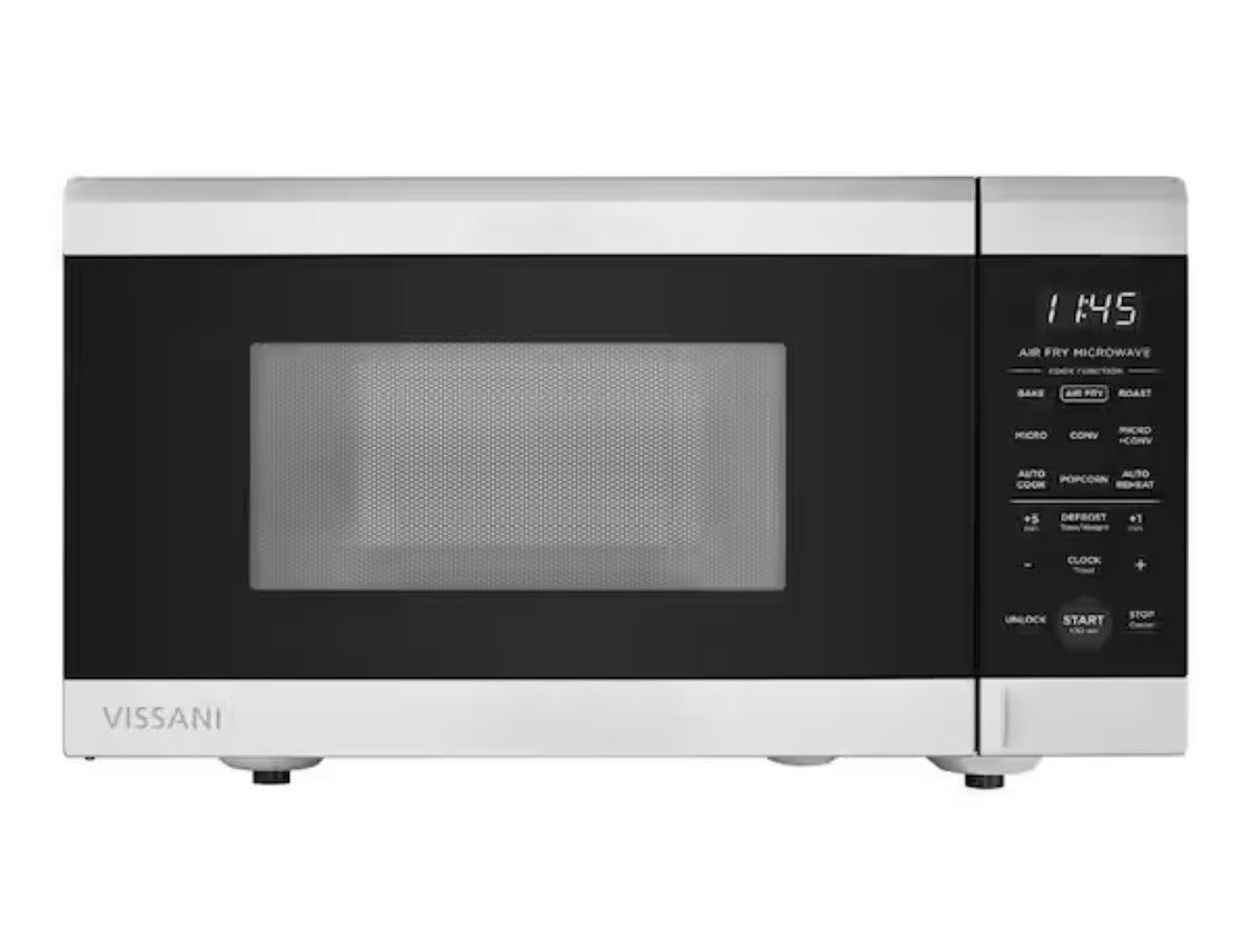 19 in. W, 0.9 cu. ft. 900-Watt Countertop Microwave in Stainless Steel with Air Fryer