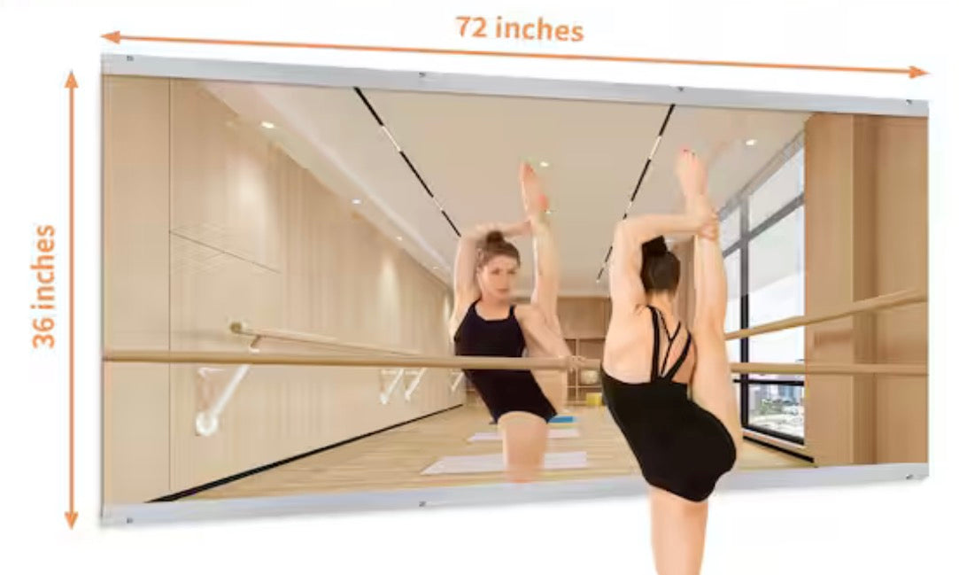 36 in. W x 72 in. H Rectangular Frameless Tempered HD Wall Mirror/Gym Mirror/Dance Mirror