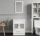 24 in. W x 18 in. D x 32-1/2 in. H Bath Vanity Cabinet Only in White with Mirror