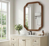Mirrawood Black + Dark Walnut 20 in. W x 30 in. H Decorative Arched Wood Framed Wall Mirror