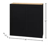 Avondale 36 in. W x 12 in. D x 36 in. H Ready to Assemble Plywood Shaker Wall Kitchen Cabinet in Raven Black