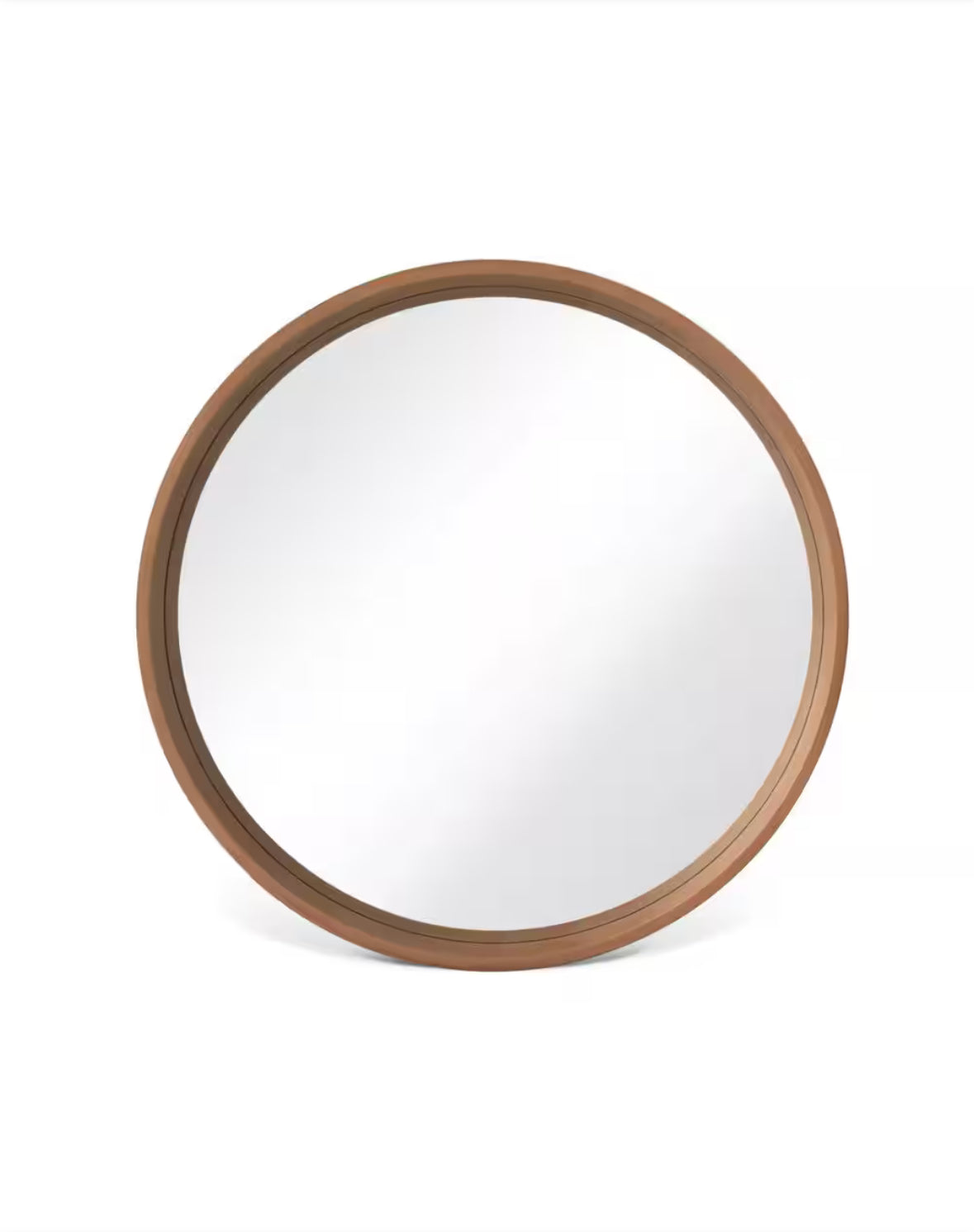 28 in. Round Wall Mirror with Walnut Frame