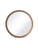 28 in. Round Wall Mirror with Walnut Frame
