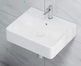 Turner Vitreous China 20 in. W x 16 in. D x 5 in. H Wall-Mount/Vessel Sink with Faucet Hole and Overflow in White