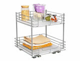 15 in. 2-Shelf Nickel Pantry Organizer with Slide-Out Drawers