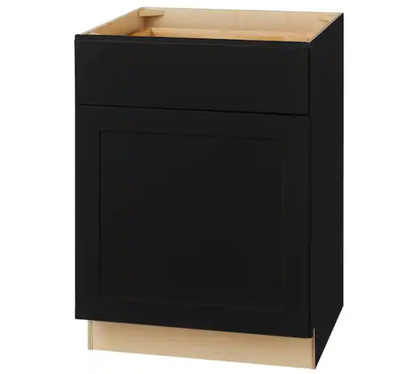 Avondale 24 in. W x 24 in. D x 34.5 in. H Ready to Assemble Plywood Shaker Base Kitchen Cabinet in Raven Black