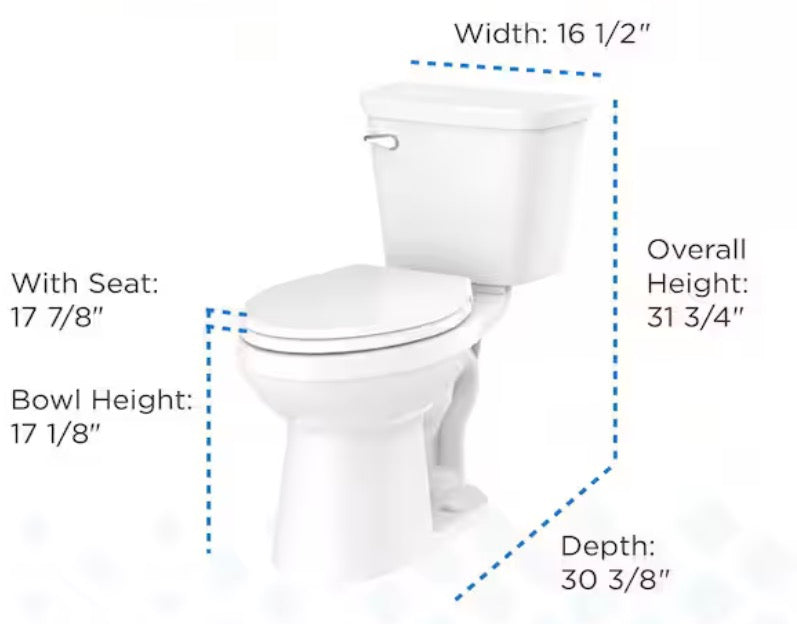Viper Edge 12 in. Rough-in 2-Piece 1.28 GPF Single Flush Elongated Chair Height Toilet in White with Soft Close Seat