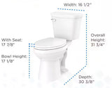 Viper Edge 12 in. Rough-in 2-Piece 1.28 GPF Single Flush Elongated Chair Height Toilet in White with Soft Close Seat