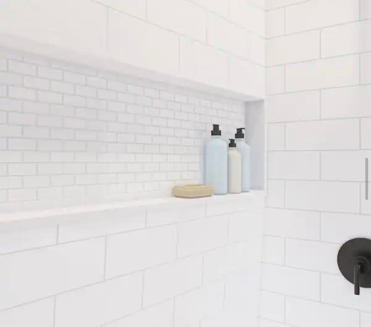 NexTile 60 in. W x 34 in. D x 74 in. H 4-Piece Direct-to-Stud Composite Alcove Shower Wall Surround in White