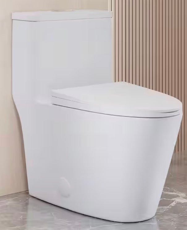 Dreux 1-piece 0.95/1.26 GPF Dual Flush Elongated Toilet in. Glossy White Seat Included