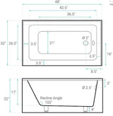 48 in. x 32 in. Right Drain Rectangular Alcove Bathtub in White