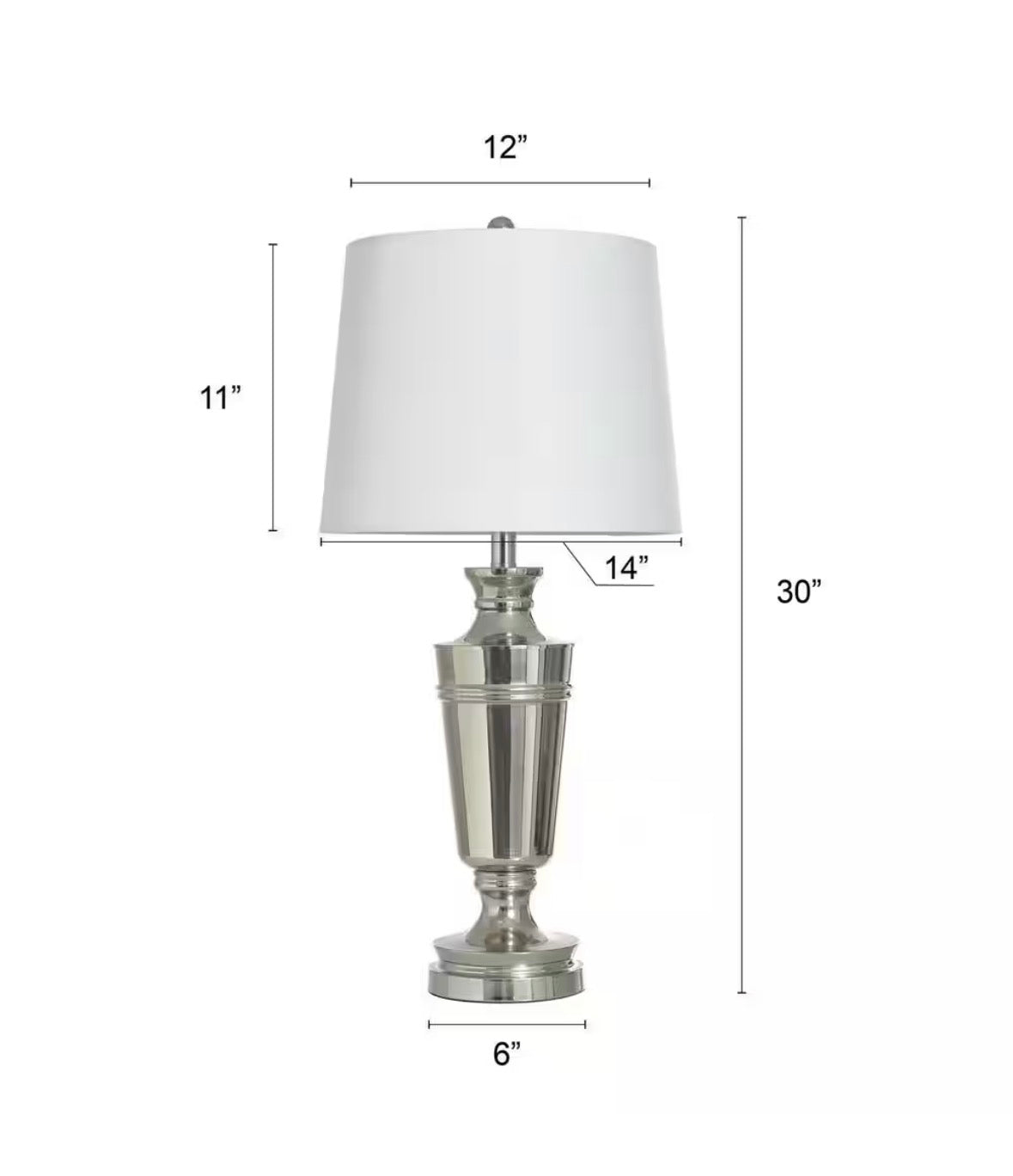 30 in. Polished Nickel, Off-White Task and Reading Table Lamp for Living Room with White Linen Shade