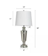 30 in. Polished Nickel, Off-White Task and Reading Table Lamp for Living Room with White Linen Shade
