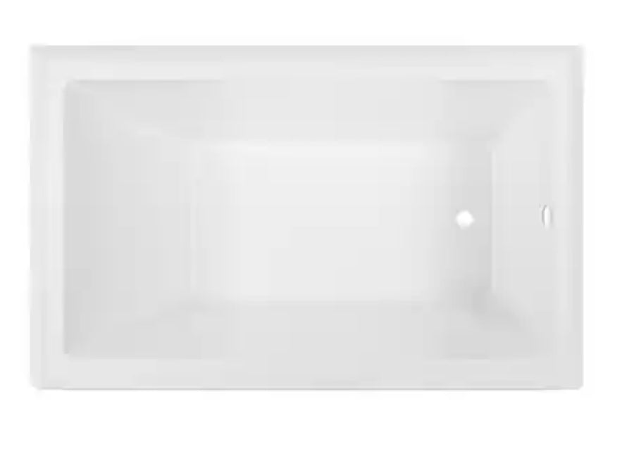 48 in. x 32 in. Right Drain Rectangular Alcove Bathtub in White
