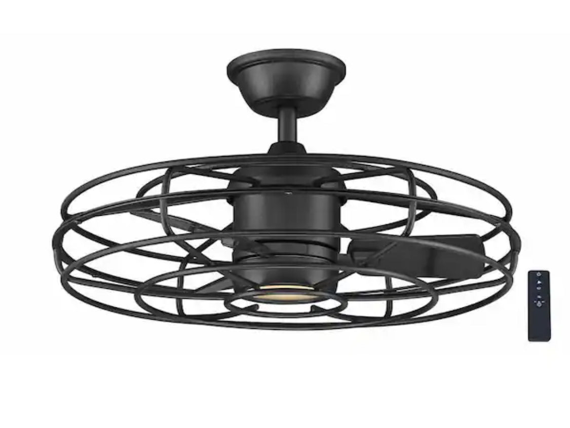 Heritage Point 25 in. Indoor/Outdoor Matte Black Fandelier Ceiling Fan with Adjustable White LED with Remote Included