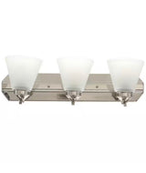 Tavish 24 in. 3-Light Brushed Nickel Classic Vanity with Frosted Glass Shade