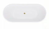 70 in. x 32 in. Acrylic Freestanding Soaking Bathtub in Glossy White with Brushed Brass Drain