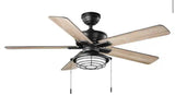 Norwood 52 in. Indoor/Outdoor LED Matte Black Damp Rated Downrod Ceiling Fan with Light Kit and 5 Reversible Blades