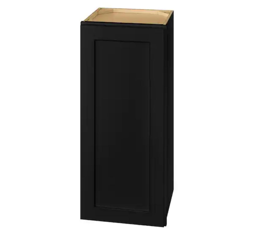 Avondale 15 in. W x 12 in. D x 36 in. H Ready to Assemble Plywood Shaker Wall Kitchen Cabinet in Raven Black