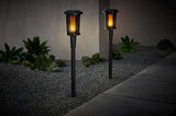 Ambrose Solar 6 Lumens Matte Black Integrated LED Flicker Flame Torch Path Light with Adjustable Height (2-Pack)