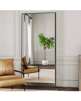 28 in. W x 71.2 in. H Oversized Modern Classic Rectangular Aluminum Frame Black Full Length Floor Mirror Wall Mirror