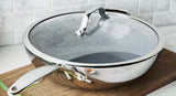 Valencia Pro Stainless Steel Ceramic Nonstick 12 in. Wok with Lid and Helper Handle