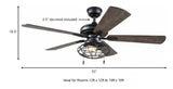 Ellard 52 in. LED Indoor Matte Black Ceiling Fan with Light