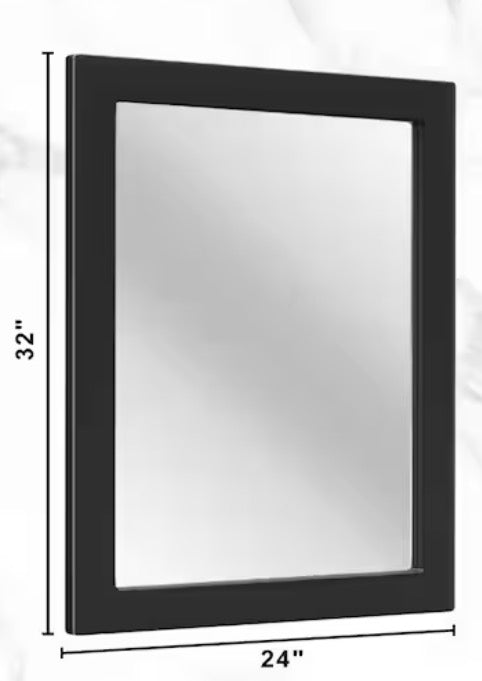 24 in. W x 32 in. H Simple Rectangular Black Wood Frame Bathroom Mirror Vanity Mirror Wall Mirror/Floor Mirror