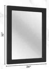 24 in. W x 32 in. H Simple Rectangular Black Wood Frame Bathroom Mirror Vanity Mirror Wall Mirror/Floor Mirror