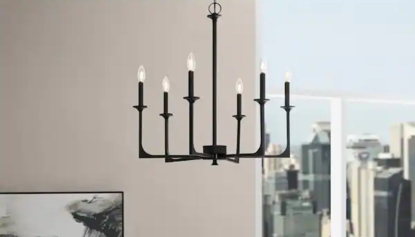 Highgate 6-Light Matte Black Chandelier without Glass Shade