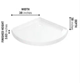 Classic 38 in. L x 38 in. W Corner Shower Pan Base with Corner Drain in White