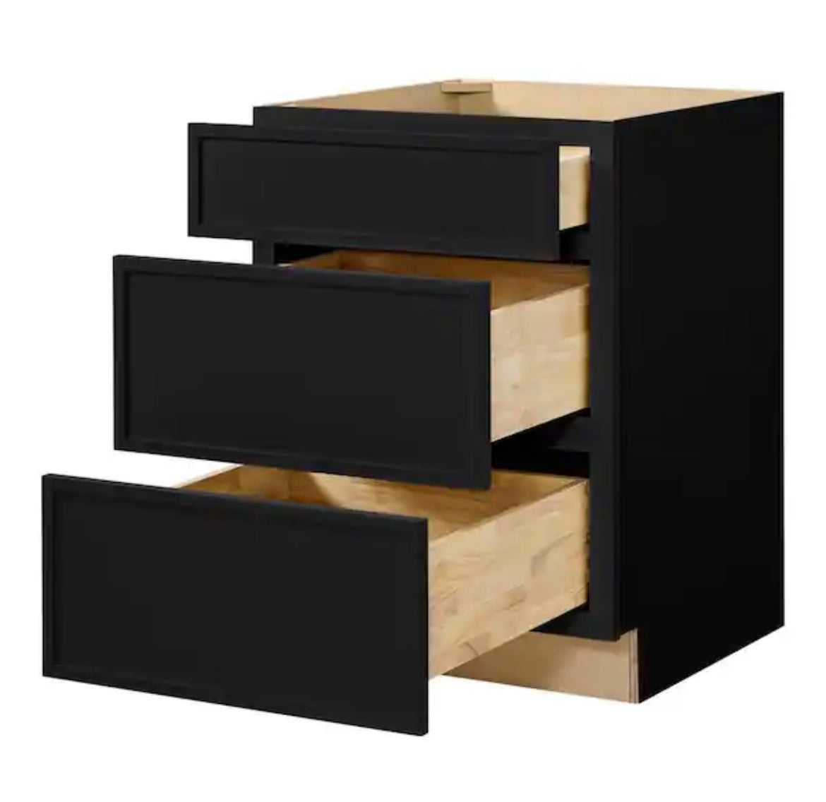 Leyton 30 in. W x 24 in. D x 34.5 in. H Ready to Assemble Plywood Slim Shaker Drawer Base Kitchen Cabinet in Raven Black