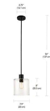 Sutton Place 1-Light Matte Black Pendant