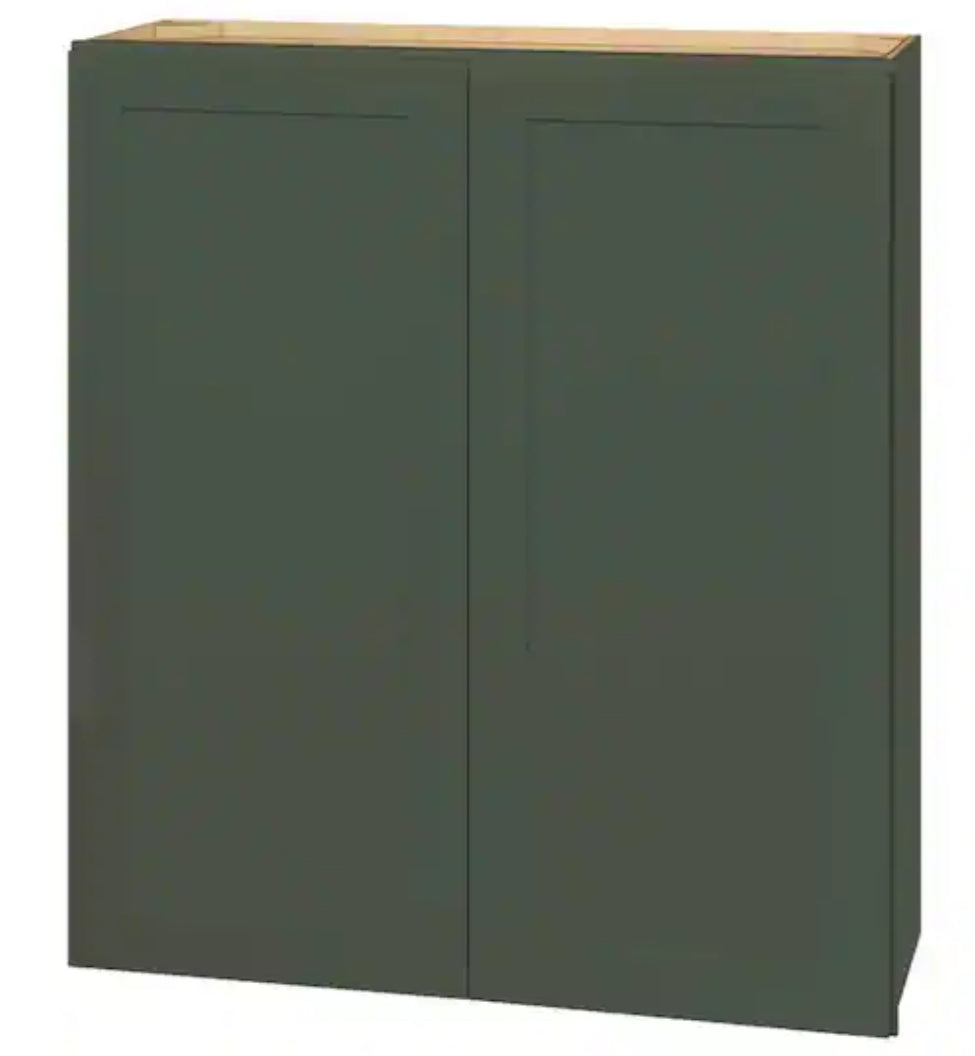 Avondale 36 in. W x 12 in. D x 42 in. H Ready to Assemble Plywood Shaker Wall Kitchen Cabinet in Fern Green