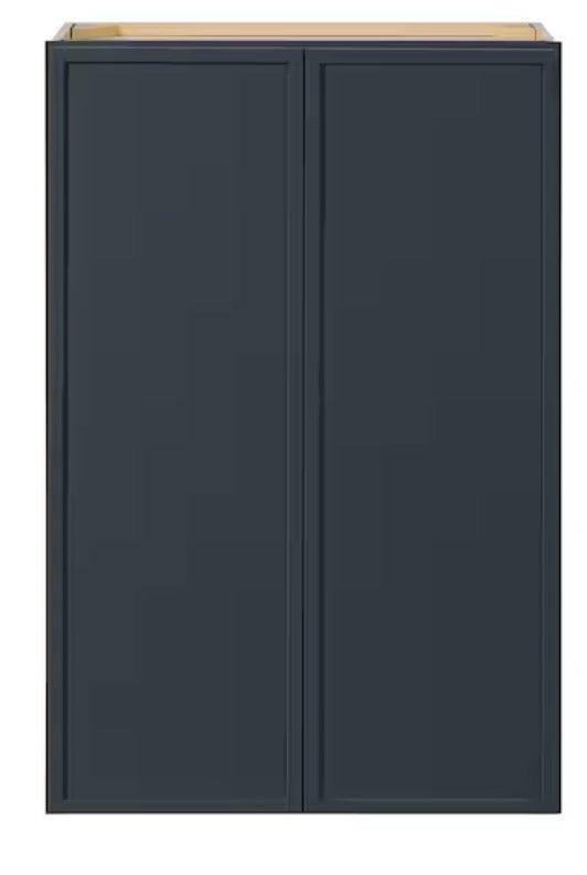 Leyton 27 in. W x 12 in. D x 42 in. H Ready to Assemble Plywood Slim Shaker Wall Kitchen Cabinet in Ink Blue