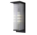 Jardine 20 in. 1-Light Black Modern Outdoor Wall Light Fixture with Clear Ribbed Glass